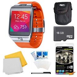 Samsung Gear 2 Orange Watch, Case, and 16GB Card Bundle