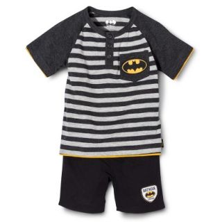 Batman Infant Toddler Boys Short Sleeve Henley Tee and Boy Short Set   Grey 4T
