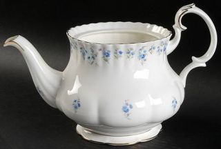 Royal Albert Memory Lane Teapot No Lid, Fine China Dinnerware   Blue Flower Spri