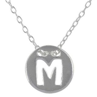 Womens Jezlaine Pendant Sterling Silver Disk With Cutout Initial M   Silver