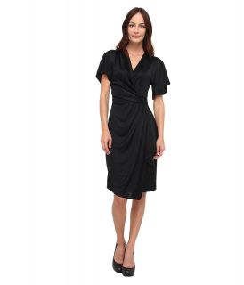 Versace Collection Short Sleeve Draped Dress Womens Dress (Black)