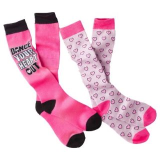 Xhilaration Girls Dance Your Heart Out Knee High Socks 2pk   Pink 3 10