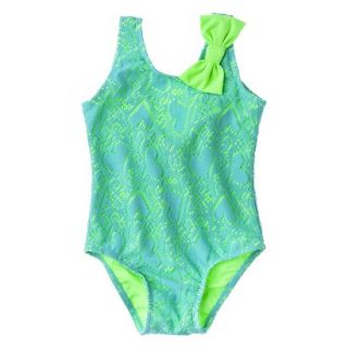 Circo Infant Toddler Girls Heart 1 Piece Swimsuit   Turquoise 4T