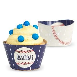 Baseball Time Reversible Cupcake Wrappers