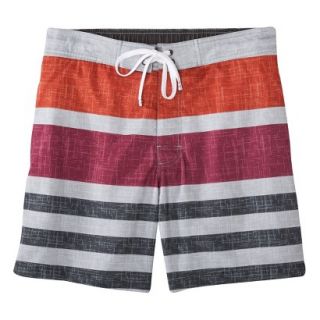 Merona Mens 7 Gray Stripe Boardshort   XS