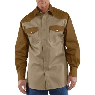 Carhartt Ironwood Snap Front Twill Work Shirt   Khaki/Brown, Medium, Model S209