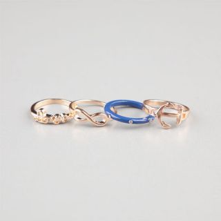 4 Piece Anchor/Love/Infinity Rings Gold In Sizes 7, 8 For Women 23892
