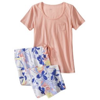Gilligan & OMalley Womens Tee Shirt/Crop PJ Set   Coral Island Floral L