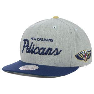 New Orleans Pelicans Mitchell and Ness NBA Special Script Road Snapback Cap