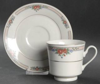 Sango Bouquet Footed Cup & Saucer Set, Fine China Dinnerware   Royal Majestic,