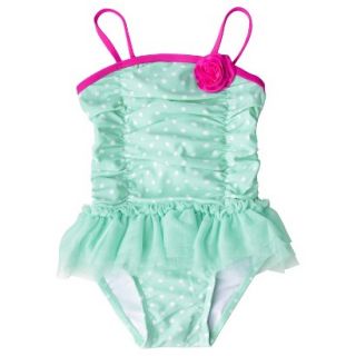 Circo Infant Toddler Girls 1 Piece Tutu Swimsuit   Green 18 M
