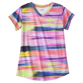 C9 by Champion Girls Duo Dry Short Sleeve V  Neck Tech Tee   Multicolor XS