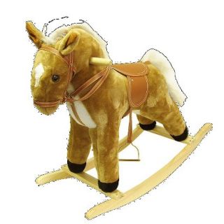 Happy Trails Plush Rocking Horse with Sound   Tan