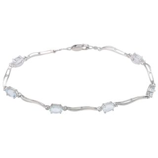 Genuine Aquamarine & Diamond Accent Bracelet, Womens