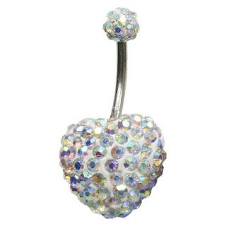 Womens Supreme Jewelry Curved Barbell Belly Ring with Stones   Silver/Rainbow