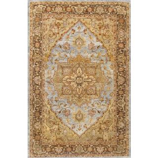 Hand knotted Heriz Serapi Blue Brown Vegetable Dyes Wool Rug (8 X 10)