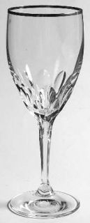 Gorham Diamond Platinum (Newer) Water Goblet   Clear,Cut Bowl,Platinum Trim