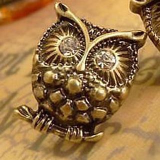 Exquisite Realistic Three Dimensional Diamond Earrings Personalized Owl E678