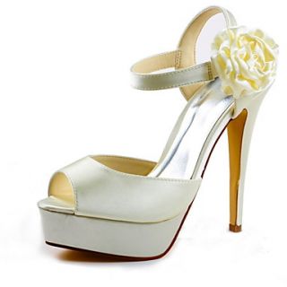 Gorgeous Satin Stiletto Heel Sandals With Flower Wedding Shoes (More Colors)