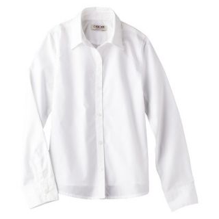 Cherokee Girls School Uniform Long Sleeve Button Up Blouse   True White S