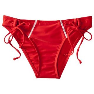Juniors Side Tie Swim Bottom  Cherry Red XS