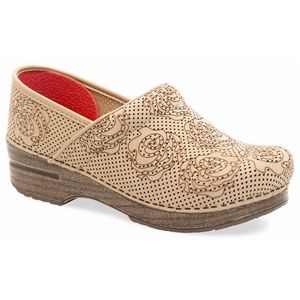 Dansko Womens Professional Nubuck Sand Floral Nubuck Shoes, Size 37 M   606 039300