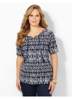 Catherines Plus Size Tassel Peasant Top   Womens Size 0X, Mariner Navy