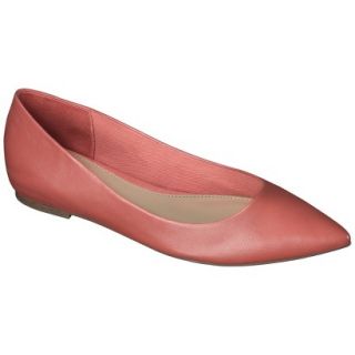 Womens Merona Avalyn Genuine Leather Pointed Toe Flats   Coral 8.5