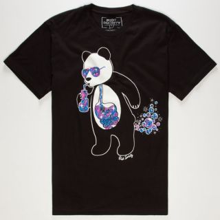 Panda Space Bubbles Mens T Shirt Black In Sizes Large, Medium, X L