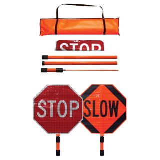 Dicke Roll Up Stop/Slow Paddle   18 Inch Superbright Reflective Sign, 5ft. ABS