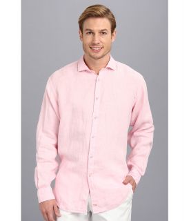 Thomas Dean & Co. Pink Linen Button Down L/S Sport Shirt Mens Long Sleeve Button Up (Pink)