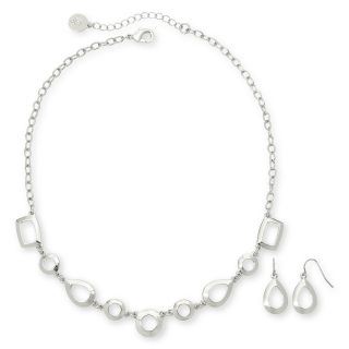 LIZ CLAIBORNE Silver Tone Necklace and Earring Set, Gray