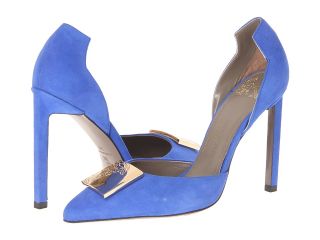 Versace Collection Suede Pointed Toe Pump High Heels (Blue)