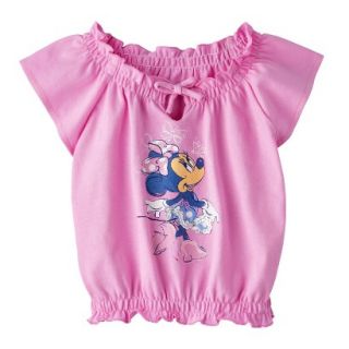 Disney Minnie Mouse Infant Toddler Girls Cap Sleeve Peasant Tee   Pink 3T