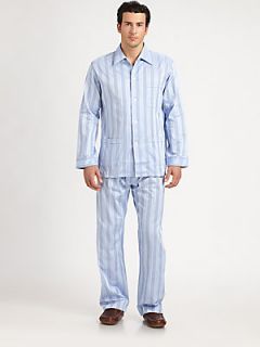 Derek Rose Classic Cotton Pajama Set   Cloud