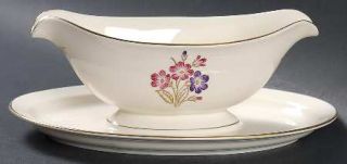 Pickard Cinderella Gravy Boat with Attached Underplate, Fine China Dinnerware  