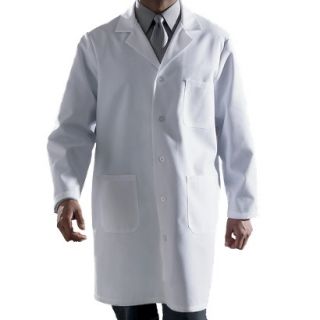 Medline Mens Staff Length Lab Coat   White (Large 44)
