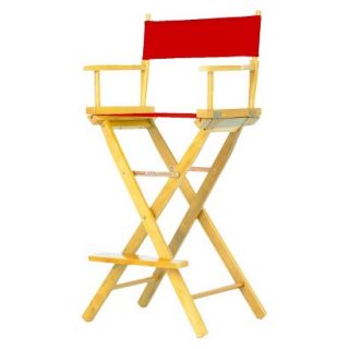 Directors Chair Bar Height Directors Chair   Natural Frame, Red Canvas