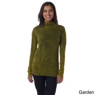 AtoZ AtoZ Womens Antique Wash Long Sleeve Mock Neck Top Green Size S (4  6)