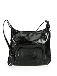 Longchamp Legende Verni Patent Leather Crossbody Bag   Black