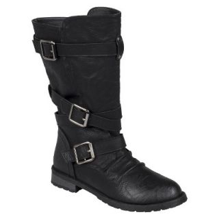 Womens Bamboo By Journee Round Toe Buckle Detail Boots   Black 6.5