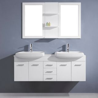 Virtu Virtu Usa Ophelia 59 inch White Double Sink Stone Vanity Set White Size Double Vanities