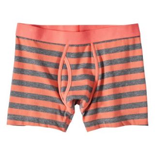 Mossimo Supply Co. Mens 1pk Boxer Briefs   Grey/Coral Orange Rugby Stripes L