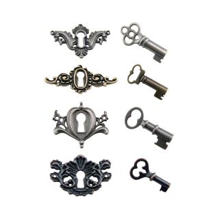 TIM HOLTZ Metal Locket Keys & Keyholes Antique Nickel, Brass & Copper