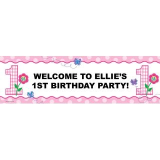 Flowers Butterflies Personalized Birthday Banner