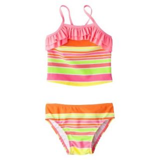 Circo Infant Toddler Girls 2 Piece Striped Tankini Swimsuit   Pink 3T