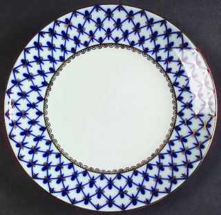 Lomonosov Cobalt Net Coupe Salad Plate, Fine China Dinnerware   Cobalt Blue&Gold