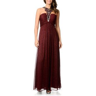 Cachet Cachet Womens Glitter Knit Novelty Gown Red Size S (4  6)