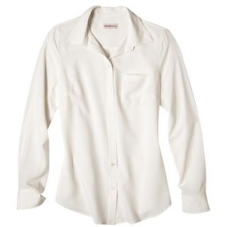 Merona Womens Plus Size Long Sleeve Button Down Shirt   Cream 1