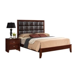 Global Furniture Usa Cherry/ Brown Pu Carolina Queen Bed Brown Size Queen